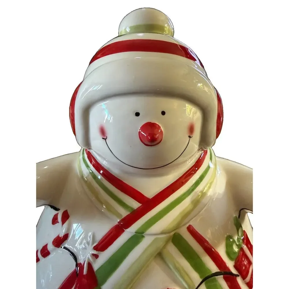American Atelier Snowman Cookie Jar Ceramic Christmas 5615